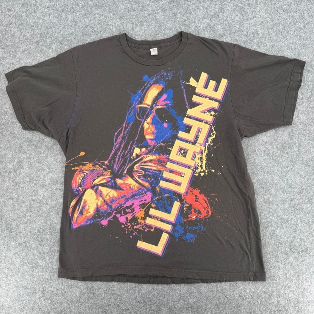 Anvil T-Shirt Mens L Lil Wayne Graphic Dark Gray Short Sleeve Rap Tee EUC